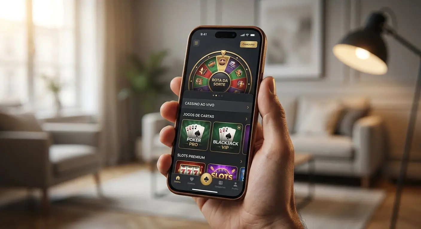 App Solverde no iPhone Interface da app no iPhone com lista de jogos