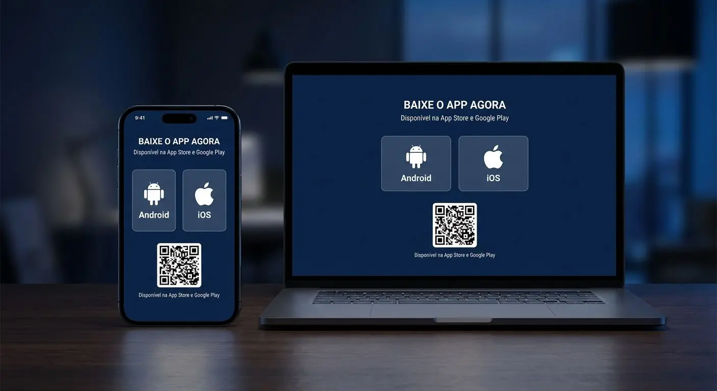Download da App Solverde para Android e iOS Ecrã de download da app com opções Android iOS e QR code
