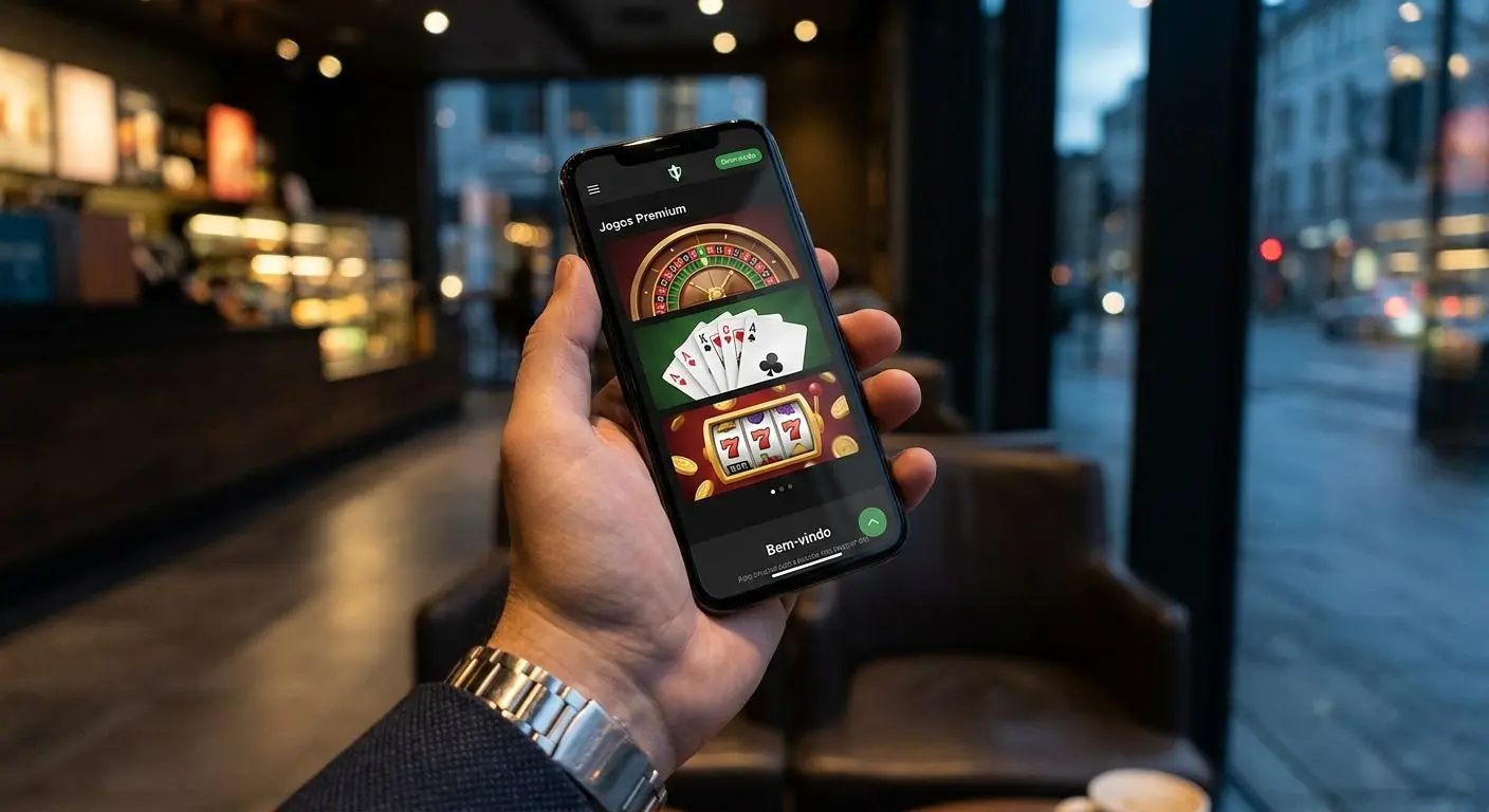 Jogos disponíveis na App Solverde Colagem de jogos no telemóvel com roleta cartas e slots